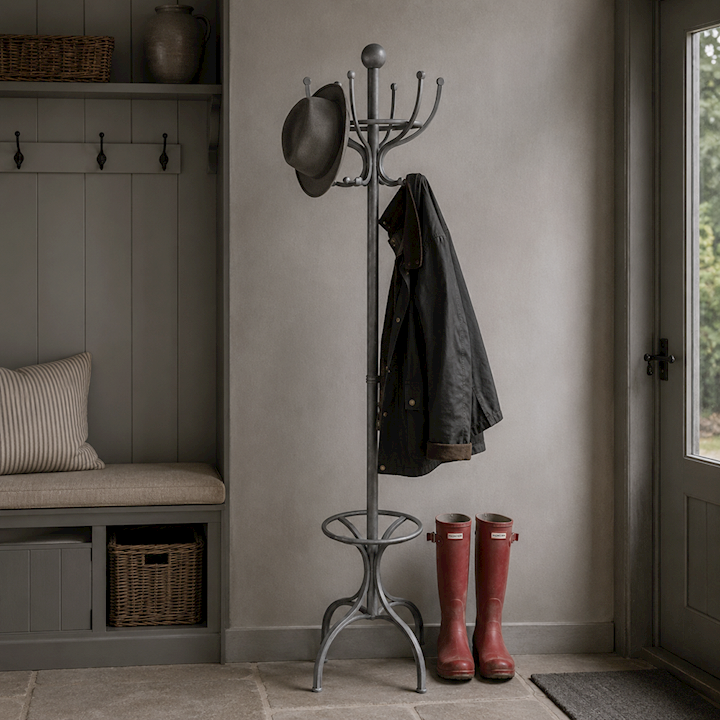 GREY COAT & HAT STAND 33x45x188cm
